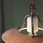 Suspension Lamp in Iron and Hand Made Raw Ceramic - Bologna Viadurini