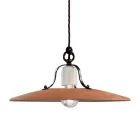 Suspension Lamp in Iron and Hand Made Raw Ceramic - Bologna Viadurini