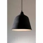 Suspension Lamp in Anthracite Stoneware and White Interior Design - Edmondo Viadurini