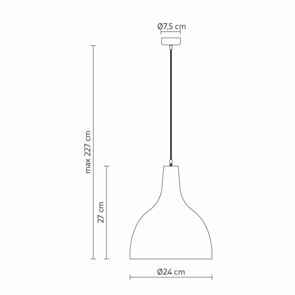 Suspension Lamp in Anthracite Stoneware and White Interior Enamel Design - Edmondo Viadurini