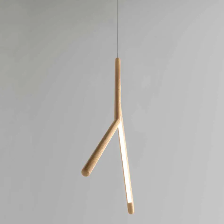 Suspension Lamp in Solid Wood in Different Finishes Made in Italy - Orlov Viadurini