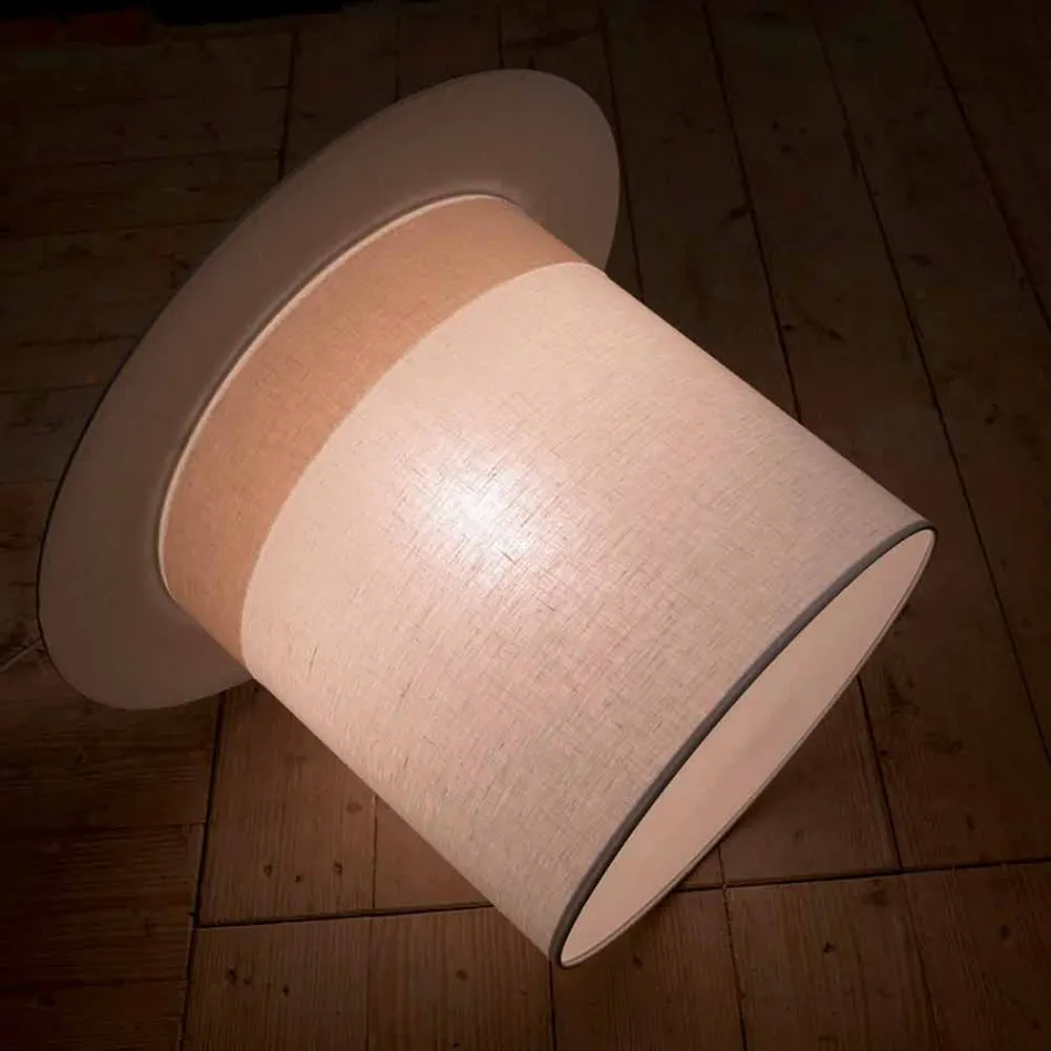 Cylinder Design White Linen Suspension Lamp, Made in Italy - Magic Viadurini