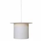 Cylinder Design White Linen Suspension Lamp, Made in Italy - Magic Viadurini
