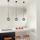 Suspension Lamp in Painted Metal and Blown Glass - Ailanto Viadurini