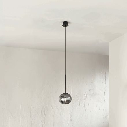 Suspension Lamp in Painted Metal and Blown Glass - Ailanto Viadurini