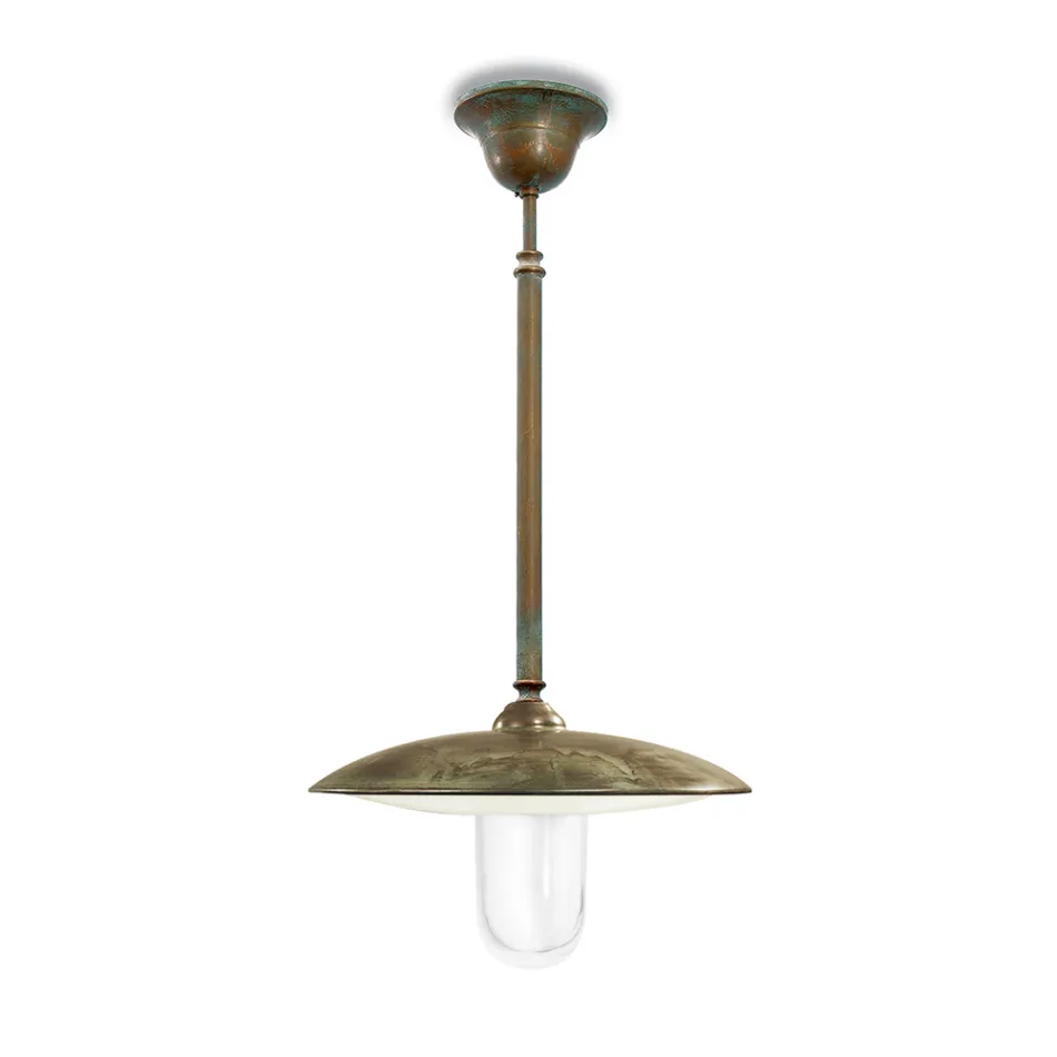 Brass, Glass, and IP44 Pendant Lamp Made in Italy - Drago Viadurini