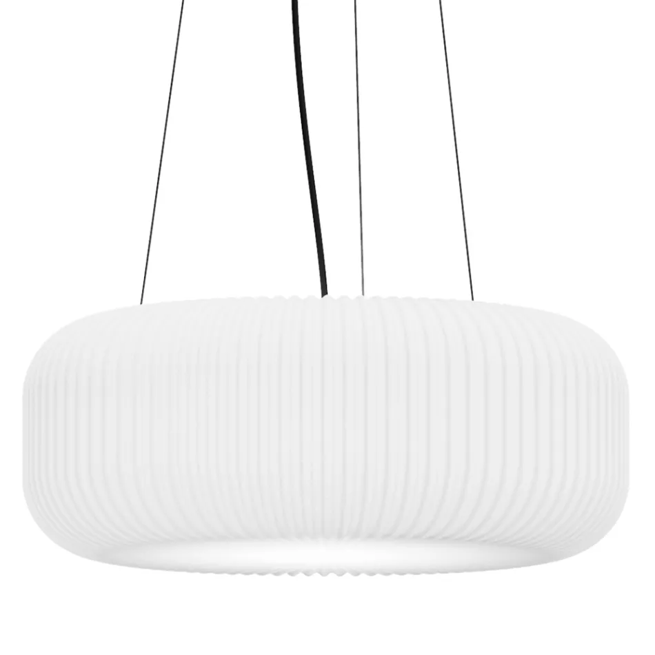 Polyethylene Pendant Lamp with 3 Metal Cables - Disc Viadurini