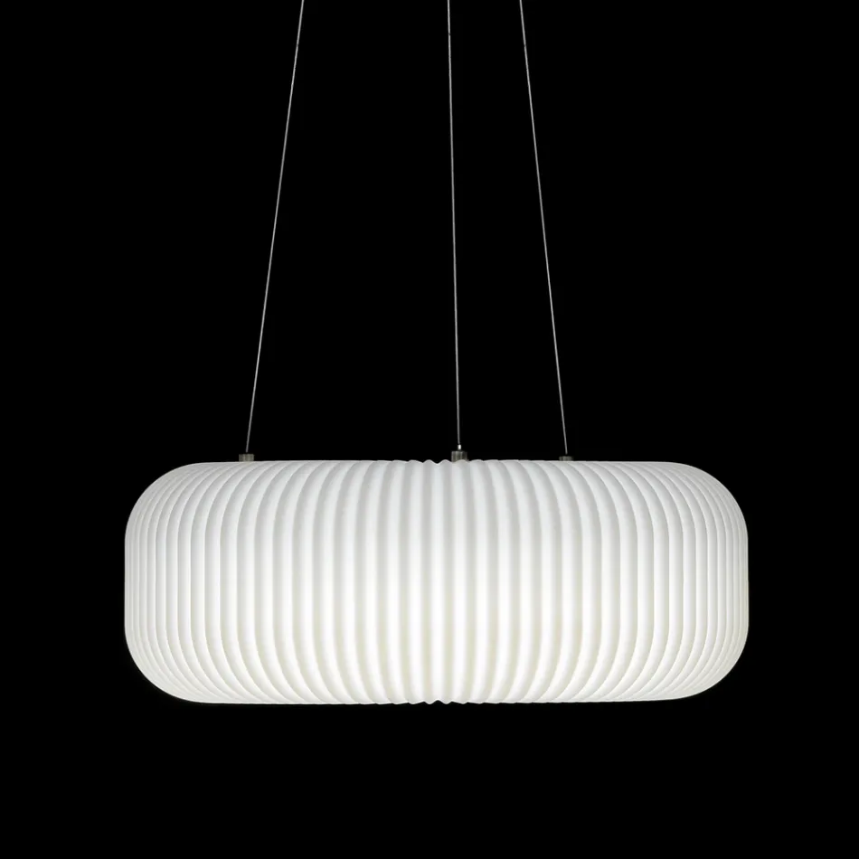 Polyethylene Pendant Lamp with 3 Metal Cables - Disc Viadurini