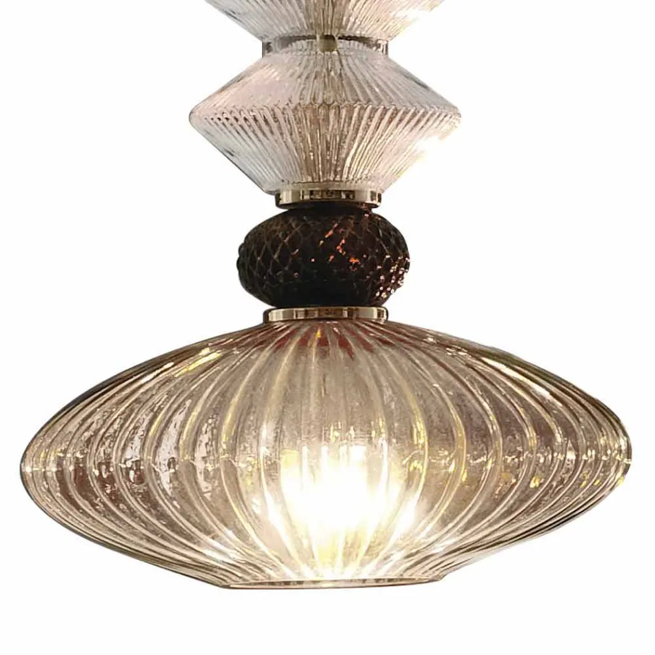 Suspension Lamp in Murano Glass and Fabric, Made in Italy - Missi Viadurini