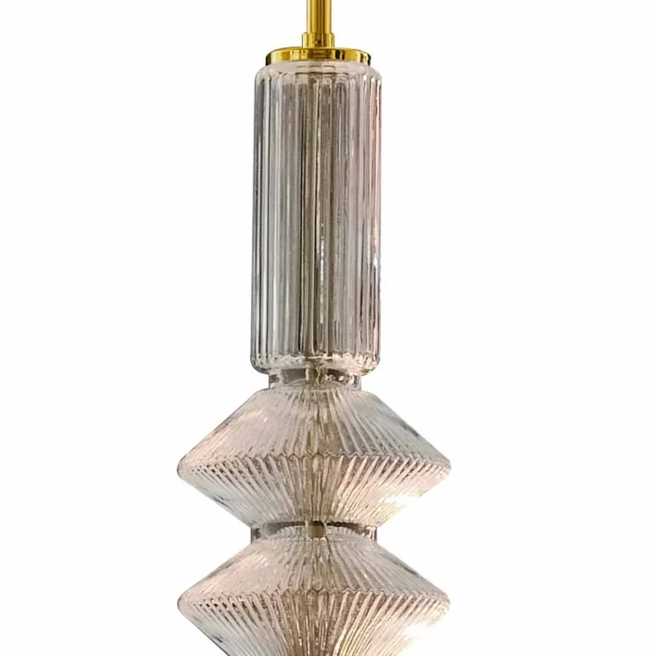 Suspension Lamp in Murano Glass and Fabric, Made in Italy - Missi Viadurini