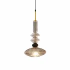 Suspension Lamp in Murano Glass and Fabric, Made in Italy - Missi Viadurini