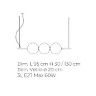 Hand Blown Venice Glass Pendant Lamp 95 cm - Jupiter Viadurini