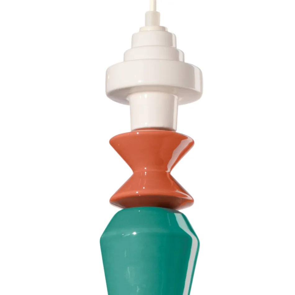 Pendant Lamp in Glass and Colored Ceramic Made in Italy - Lariat Viadurini