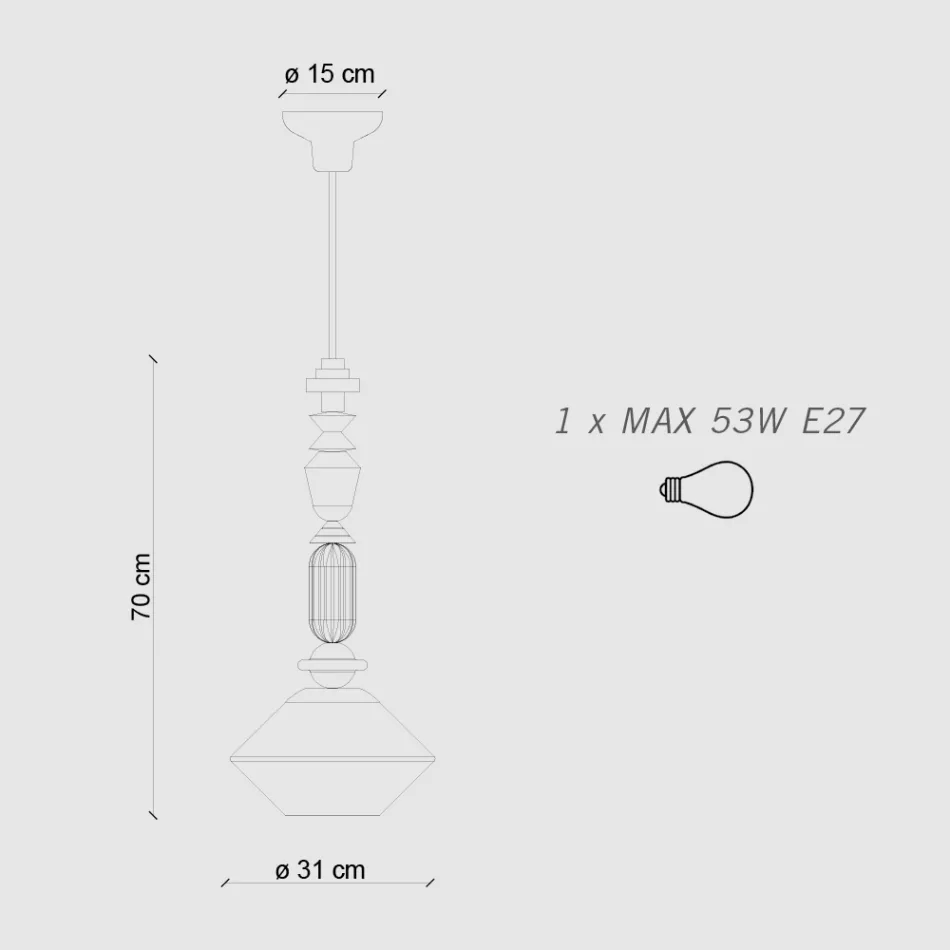 Pendant Lamp in Glass and Colored Ceramic Made in Italy - Lariat Viadurini