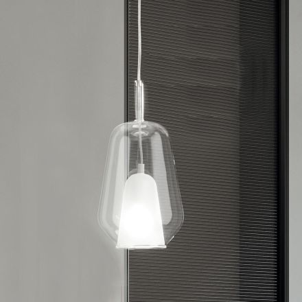 Pendant Lamp in Glass and Transparent Wire Made in Italy - Trilly Viadurini
