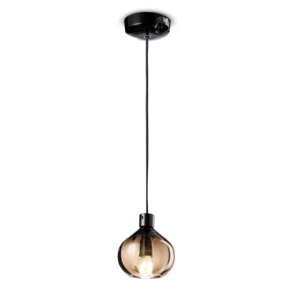 Glass Pendant Lamp in 2 Different Finishes Made in Italy - Afoxe Viadurini