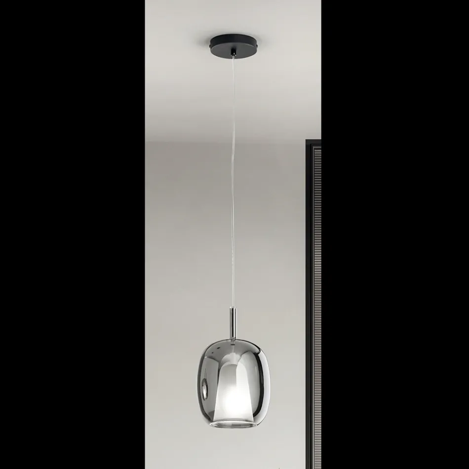 Pendant Lamp in Satin and Colored Glass Made in Italy - Trilly Viadurini