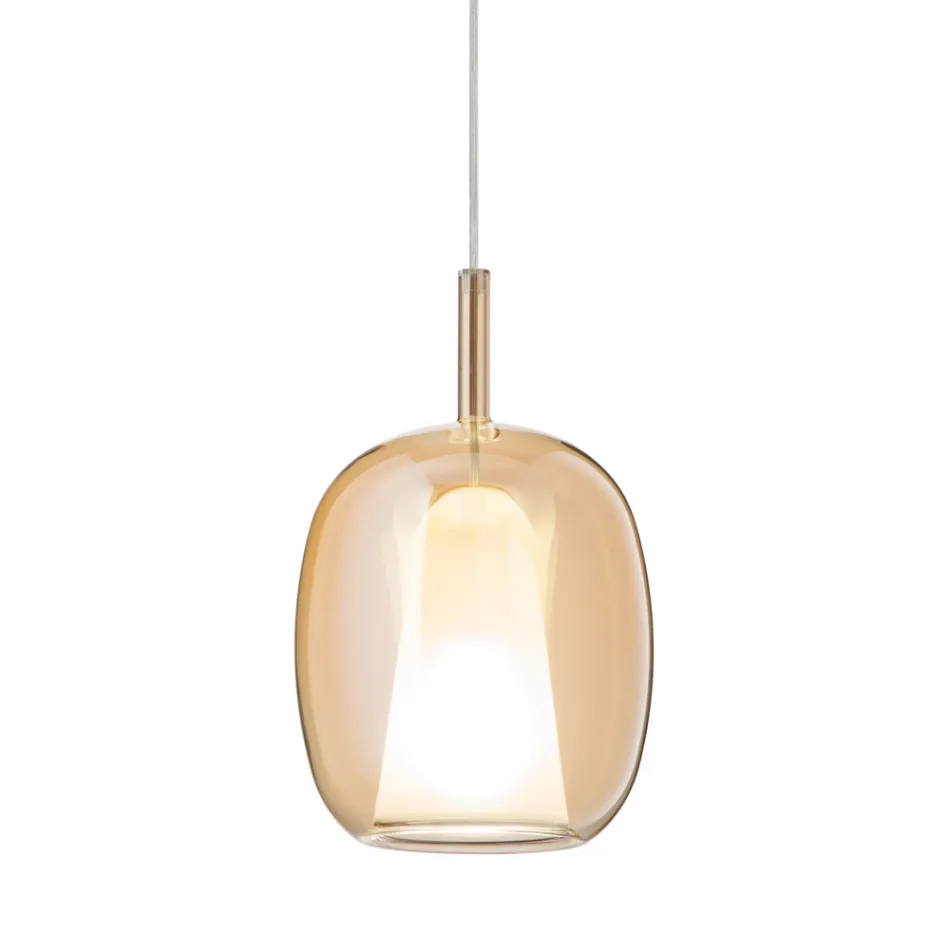 Pendant Lamp in Satin and Colored Glass Made in Italy - Trilly Viadurini
