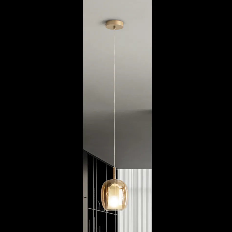 Pendant Lamp in Satin and Colored Glass Made in Italy - Trilly Viadurini