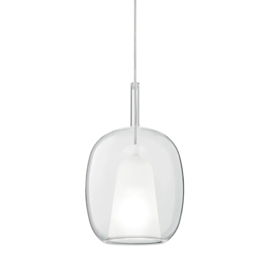 Pendant Lamp in Satin and Colored Glass Made in Italy - Trilly Viadurini