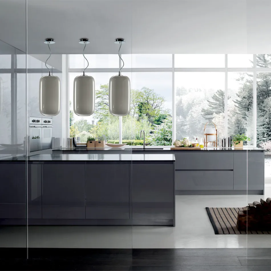 Hand Blown Glass Suspension Lamp Made in Venice - Bamboo Viadurini