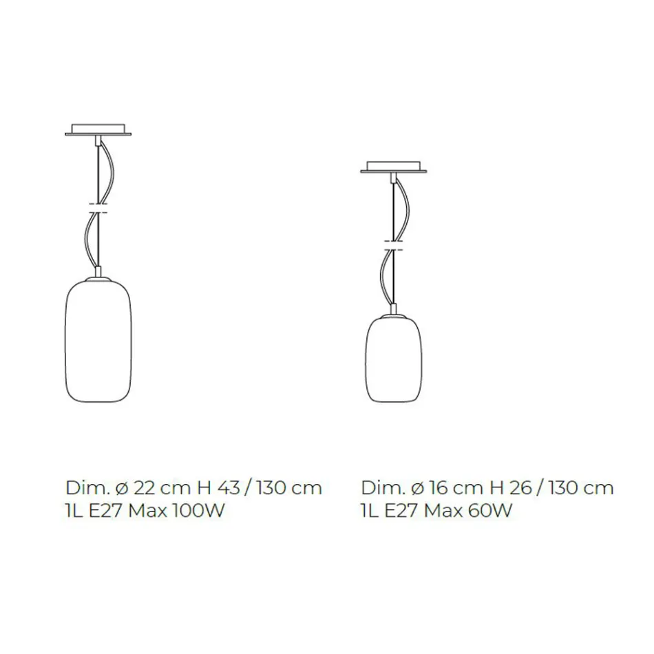 Hand Blown Glass Suspension Lamp Made in Venice - Bamboo Viadurini