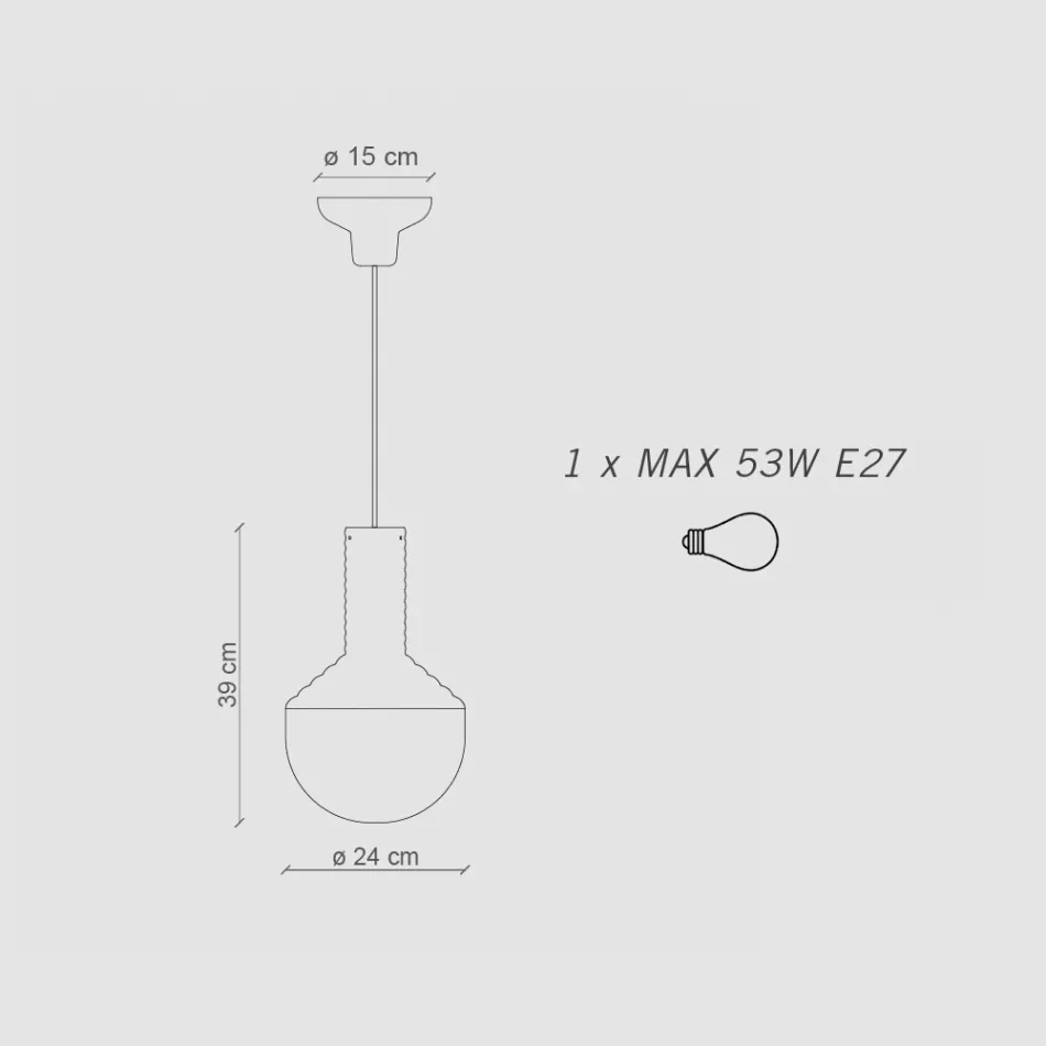 Pendant Lamp in Painted Glass Made in Italy - Selaron Viadurini