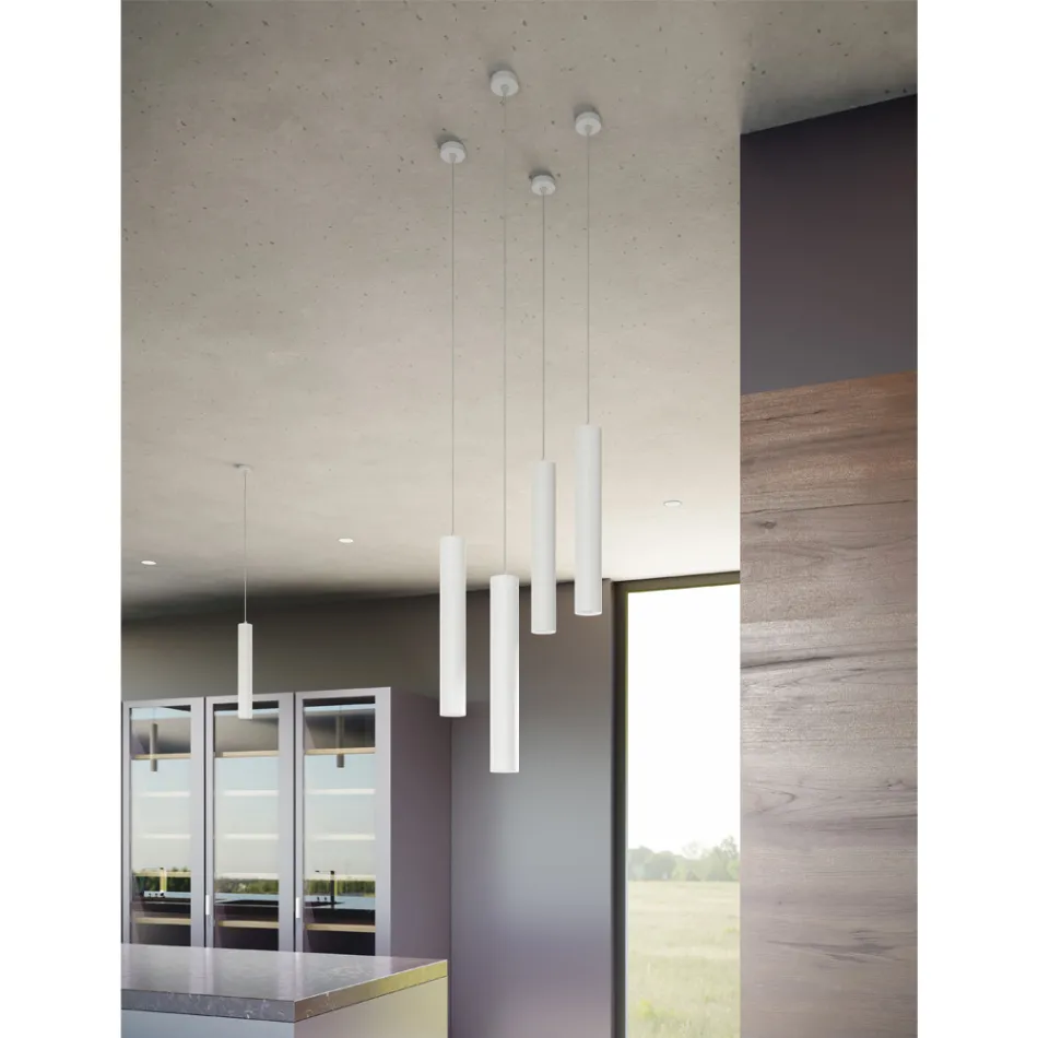 7W Led Suspension Lamp in White or Matt Black Aluminum - Rebolla Viadurini