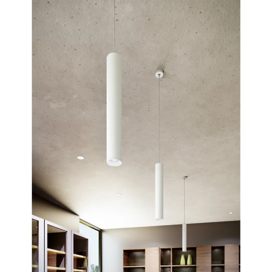 7W Led Suspension Lamp in White or Matt Black Aluminum - Rebolla Viadurini