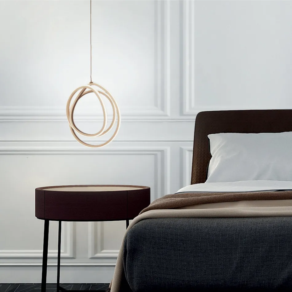Large or Small LED Suspension Lamp in Design Gold Metal - Point Viadurini
