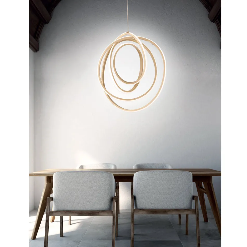 Large or Small LED Suspension Lamp in Design Gold Metal - Point Viadurini