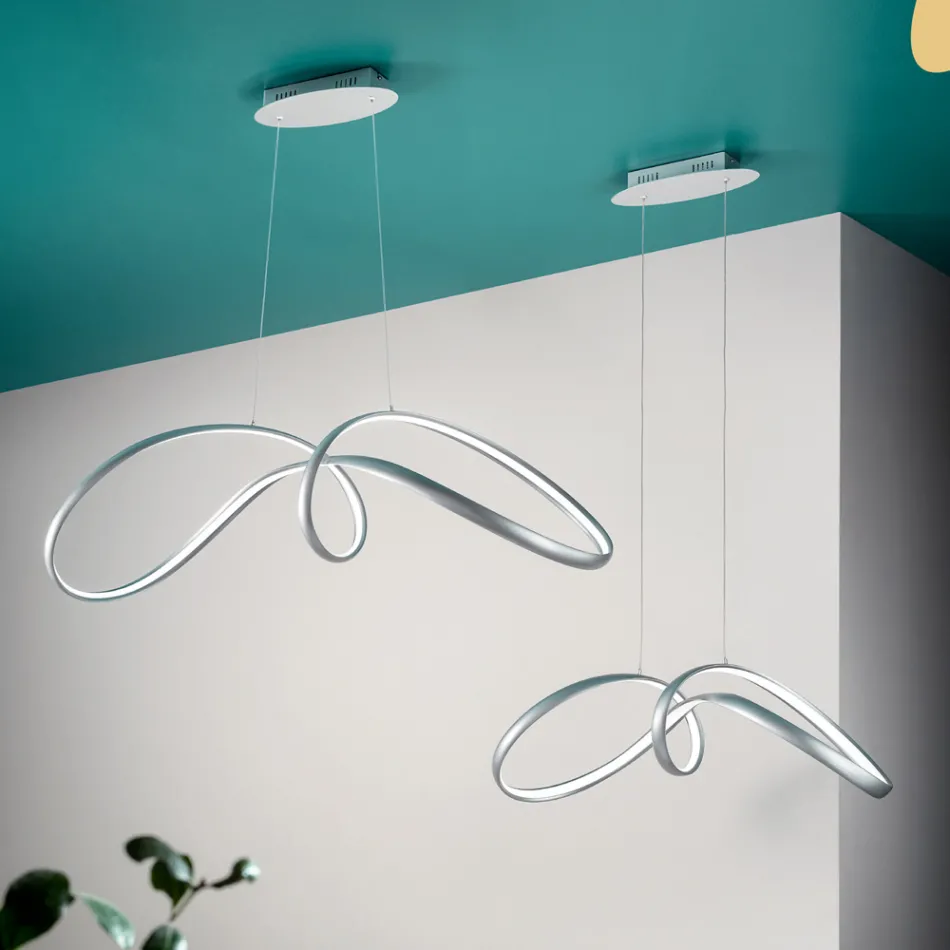 Led Pendant Lamp in Silver Metal, 2 Sizes Modern Design - Lumino Viadurini