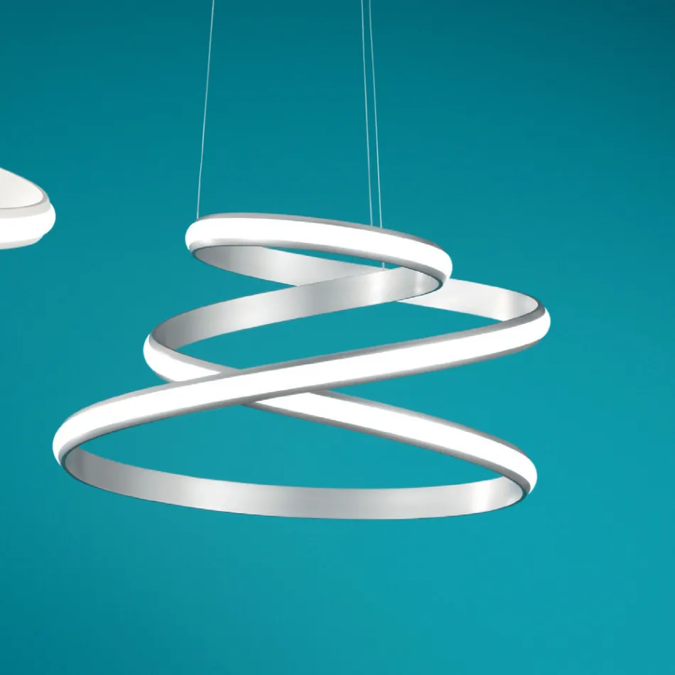 LED Suspension Lamp in White or Silver Painted Metal - Rivolta Viadurini