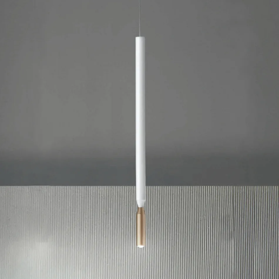 Modern Suspension Lamp with LED Light in Painted Metal - Larch Viadurini