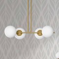 Modern Suspension Lamp in Metal and White Glass Made in Italy - Carima