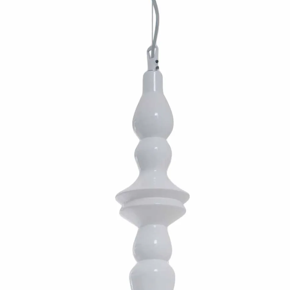Suspension Lamp Shade Short in White Glossy Ceramic Design - Cadabra Viadurini