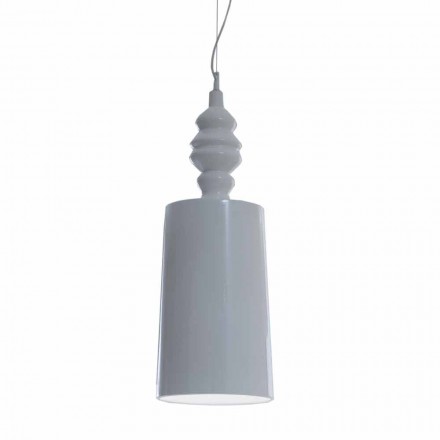 Suspension Lamp Shade in Glossy White Ceramic Design - Cadabra Viadurini