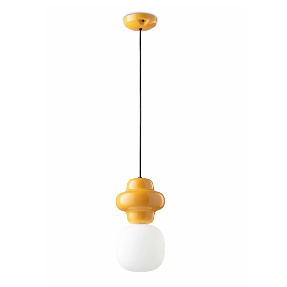 Suspension Lamp Made of Ceramic and Glass Made in Italy - Capocabana Viadurini
