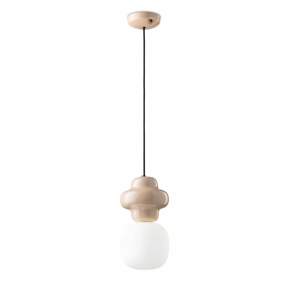 Suspension Lamp Made of Ceramic and Glass Made in Italy - Capocabana Viadurini
