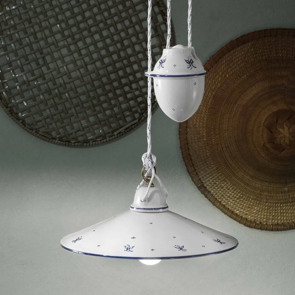 Ups and Down Suspension Lamp in Decorated Ceramic 2 Sizes - Asti Viadurini