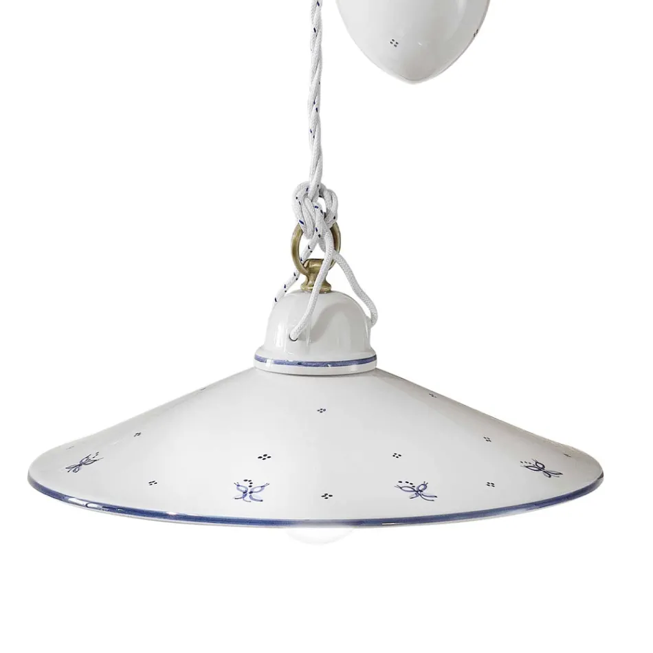 Ups and Down Suspension Lamp in Decorated Ceramic 2 Sizes - Asti Viadurini