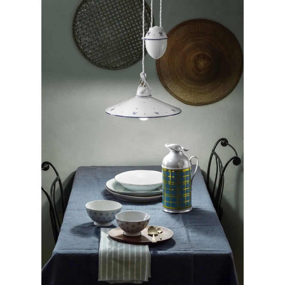 Ups and Down Suspension Lamp in Decorated Ceramic 2 Sizes - Asti Viadurini