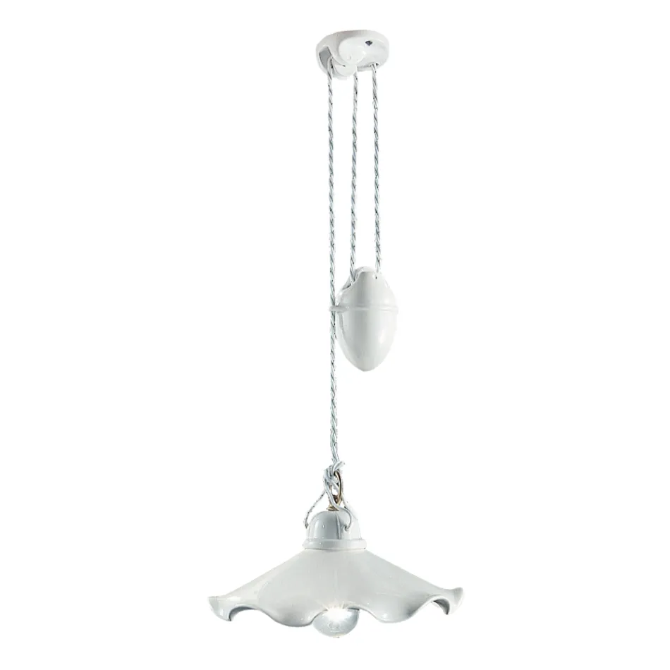 Ups and Down Suspension Lamp in Wavy Glossy Ceramic - Belluno Viadurini