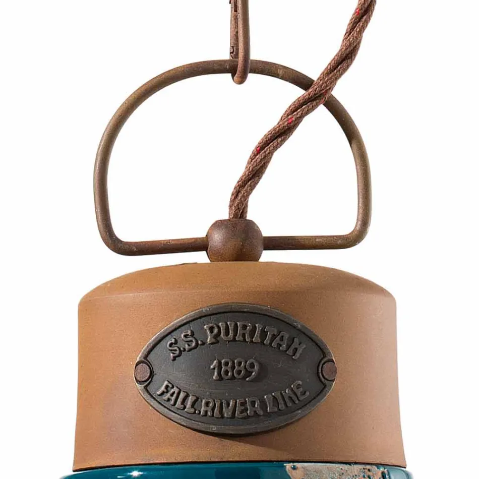 Hanging lamp industrial style ceramic and iron Stephanie Viadurini