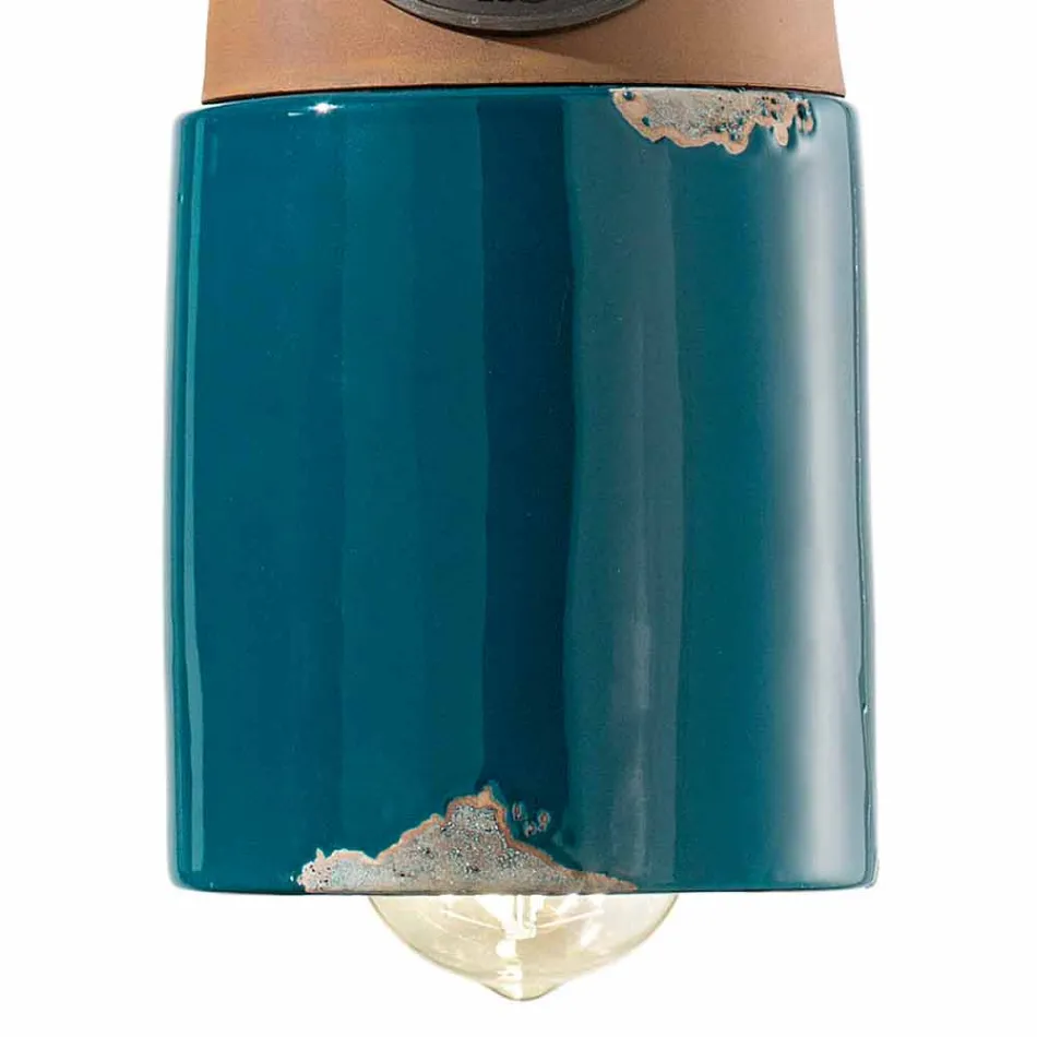 Hanging lamp industrial style ceramic and iron Stephanie Viadurini