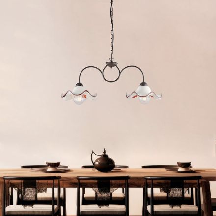 Handcrafted Glass and Metal Lamp Made in Italy for Living Room and Bedroom - Merope Viadurini