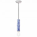 Cylindrical Suspension Lamp Colored Ceramic Made in Italy - Ferroluce Pi