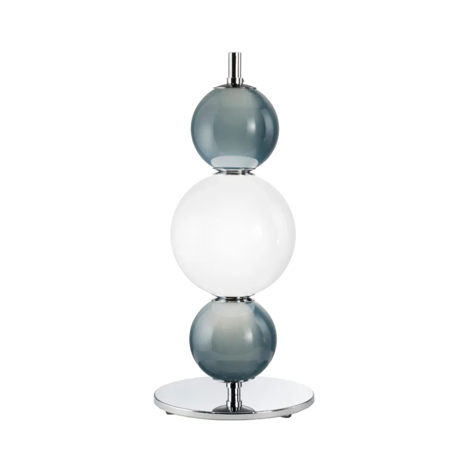 Three-Light Glass and Metal Table Lamp Made in Italy - Lumira Viadurini