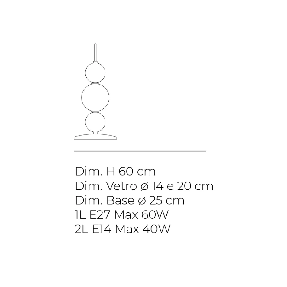 Three-Light Glass and Metal Table Lamp Made in Italy - Lumira Viadurini
