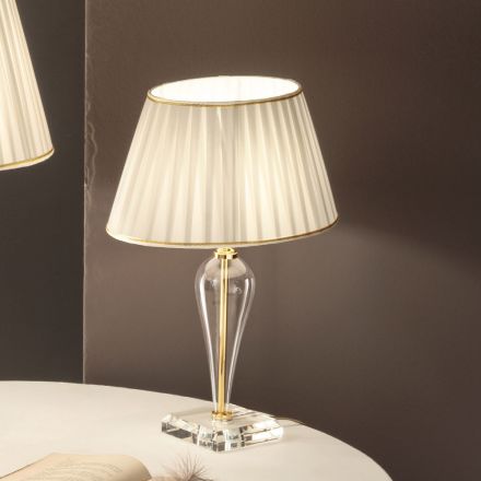 Classic Italian Handmade Glass Table Lamp and Lampshade - Rapallo Viadurini